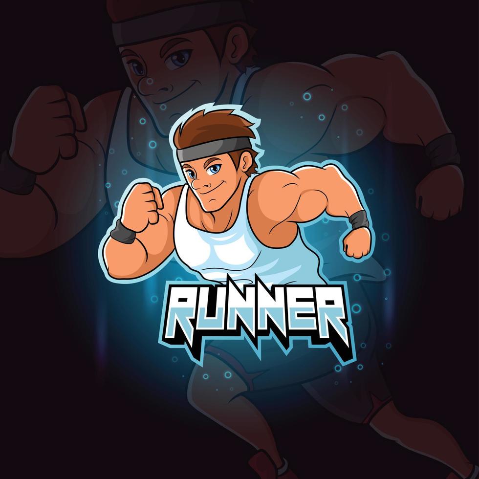 het professionele runner man esport mascotte ontwerp vector