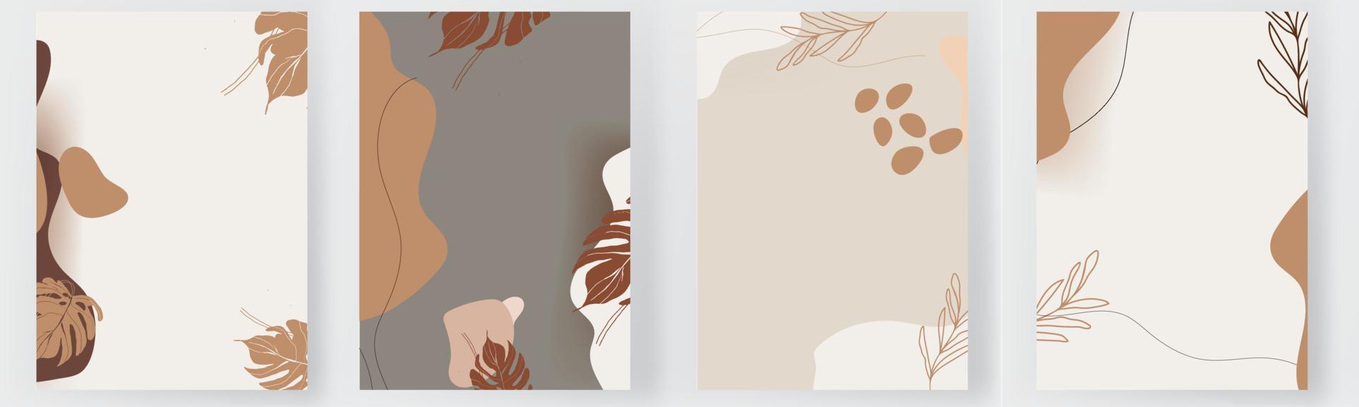 set abstracte posters kunst papier tropische kaart, poster, banner, moderne lijn vorm grafisch kunstwerk decoratie natuur blad kunstenaar plant print banner ontwerp pagina vectorillustratie vector