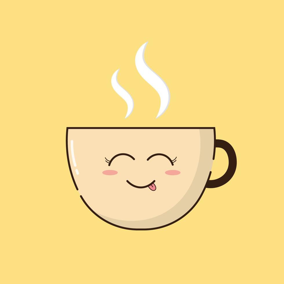 schattig gelukkig koffie kopje vector pictogram illustratie.