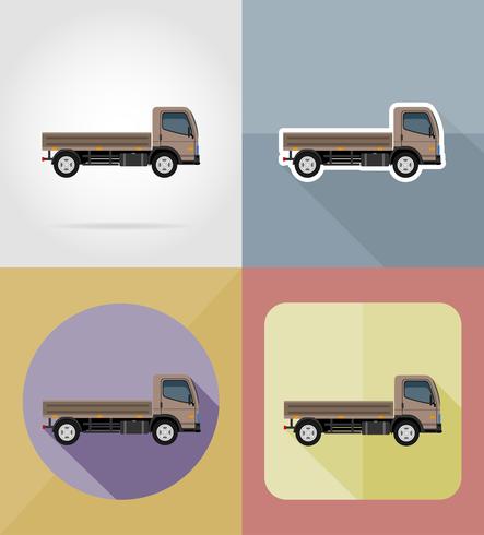 vrachtwagen voor transport vracht plat pictogrammen vector illustratie