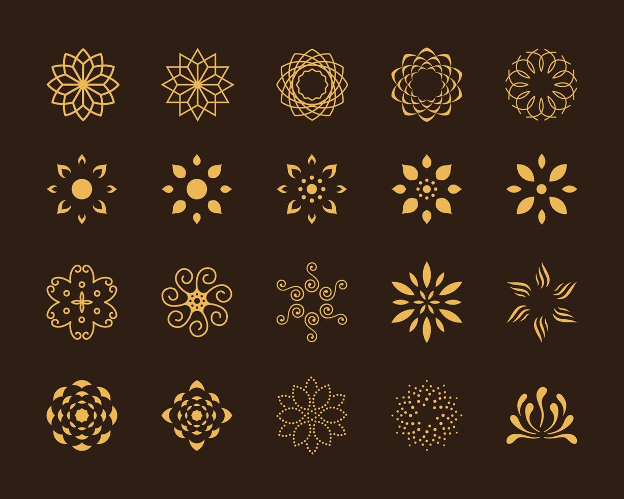 set van 20 abstracte lotus vectorsymbolen vector