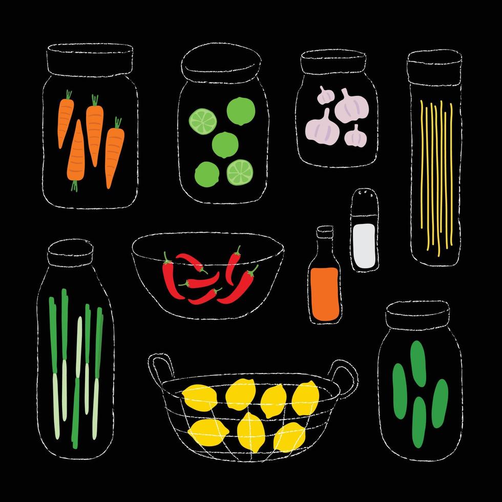 een set van biologische ingrediënten vectorillustratie vector