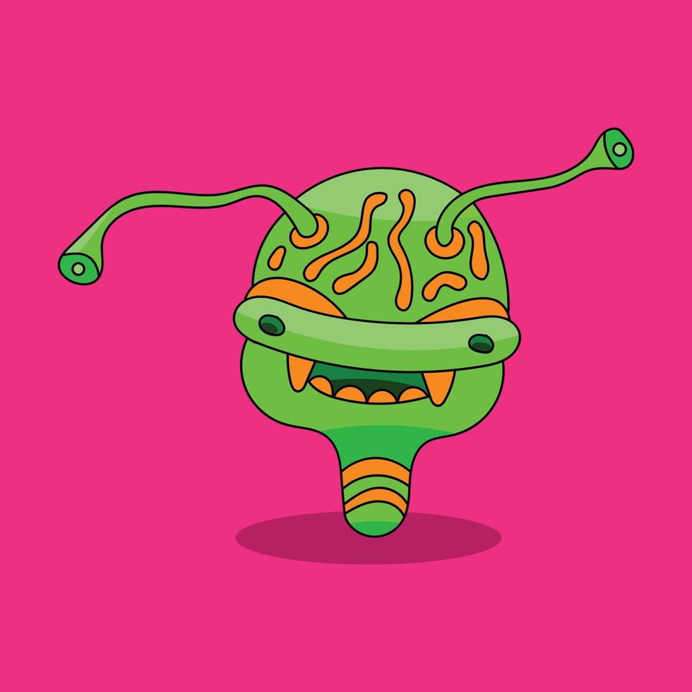 schattige doodle illustratie van eng monster vector