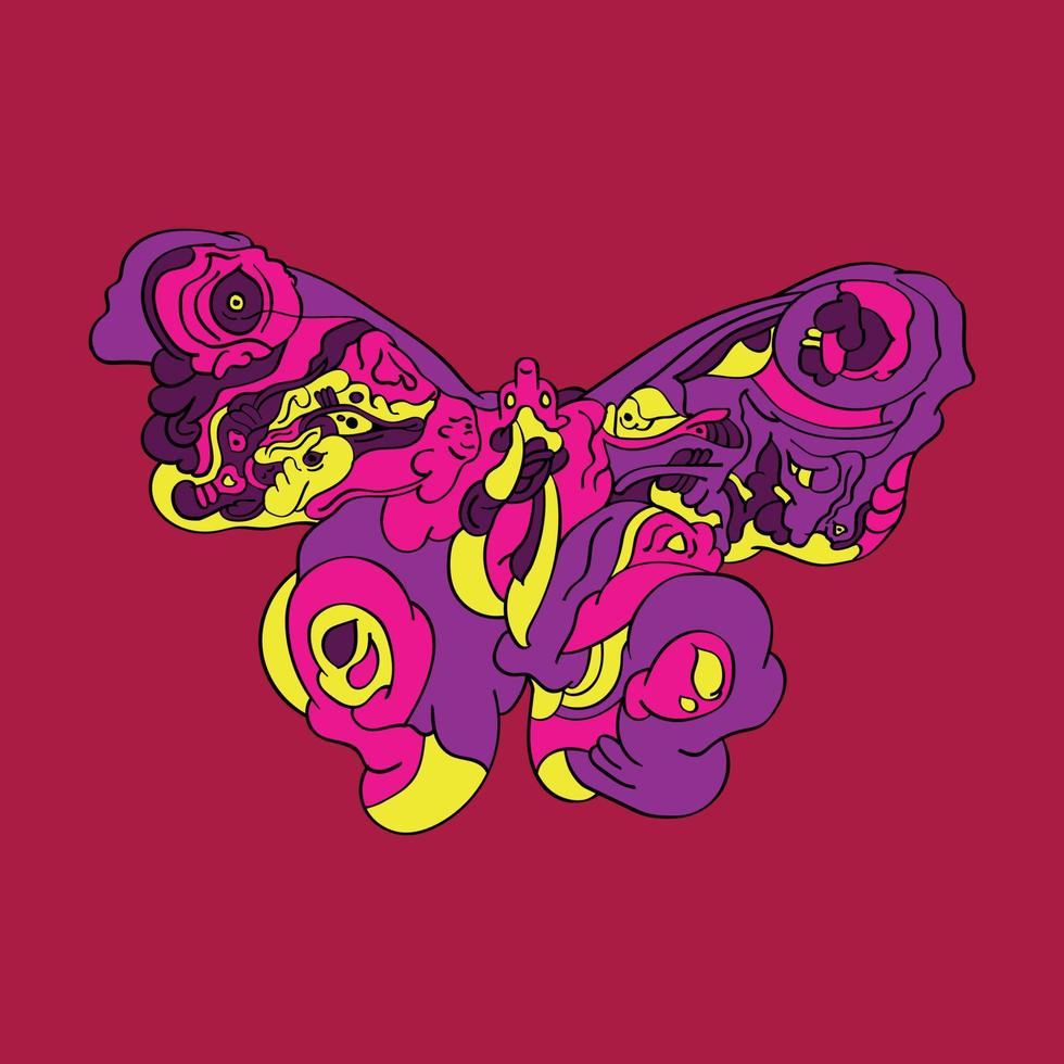 kleurrijke abstracte doodle van vlinder vector