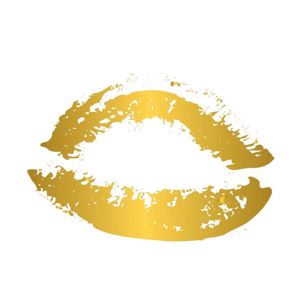 gouden lippenstift kus op witte achtergrond. afdruk van de lippen... Valentijnsdag thema print. kus mark vectorillustratie gemakkelijk te bewerken sjabloon voor wenskaart, poster, banner, flyer, label, enz. vector