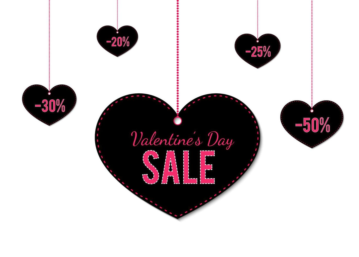 Valentijnsdag verkoop tags in de vorm van een hart. speciale aanbieding promo banner. winkel reclameposter. vectorillustratie. eenvoudig te bewerken sjabloon vector