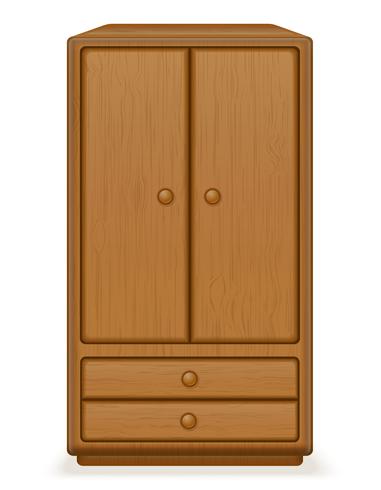 oude retro houten meubels kledingkast vectorillustratie vector