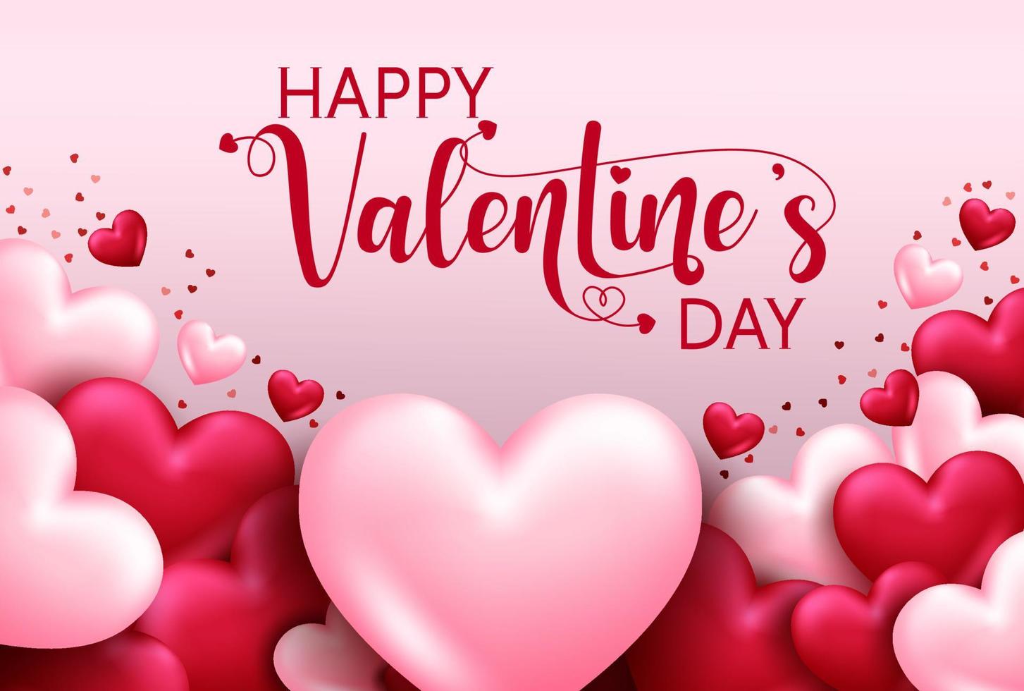 Valentijnsdag vector achtergrond sjabloon. gelukkige Valentijnsdag tekst in lege ruimte voor liefdesberichten met 3D-hart voor Valentijnsdag wenskaart ontwerp. vector illustratie