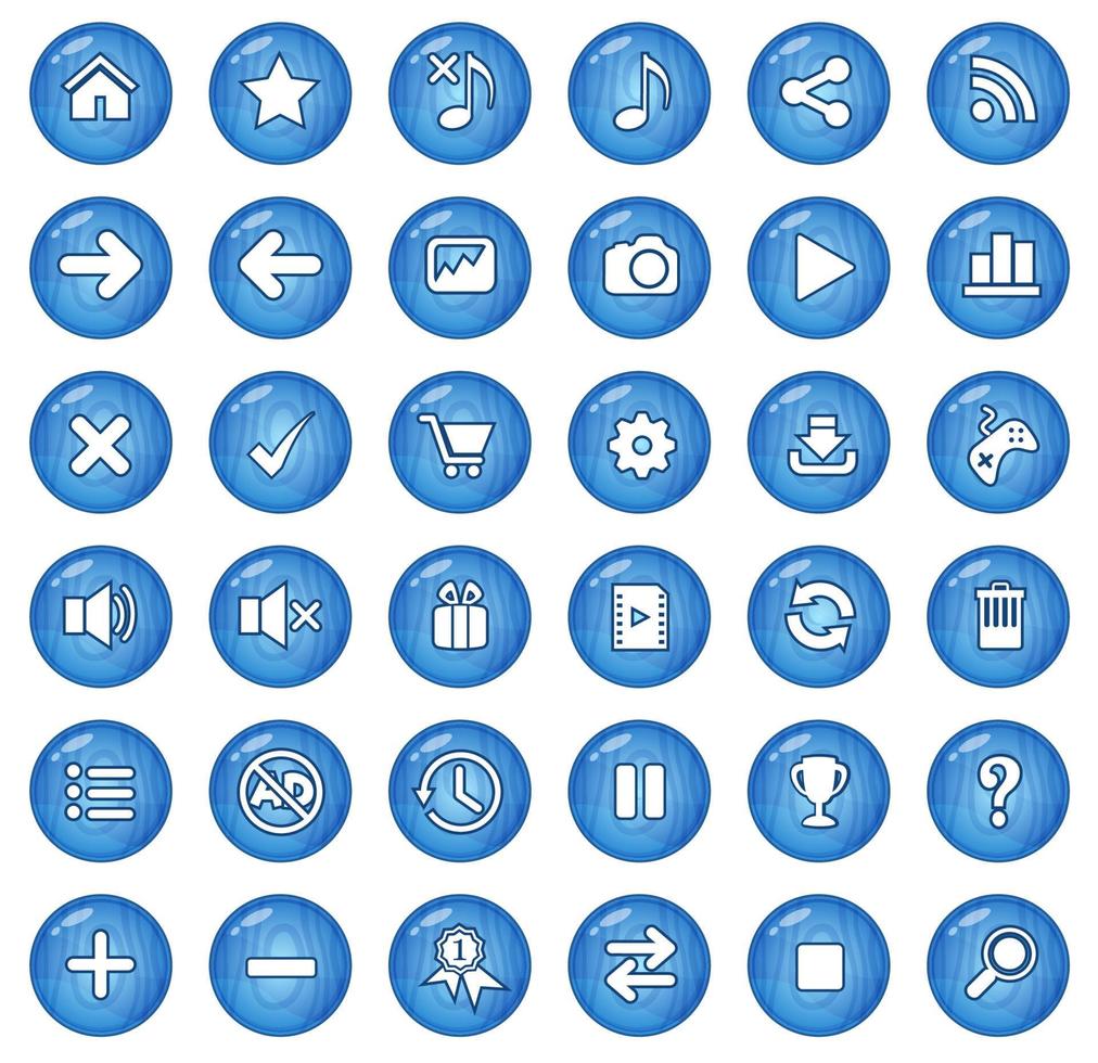 knop kleur blauw en icon set hout stijl. vector