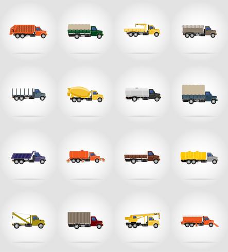 vrachtwagen plat pictogrammen vector illustratie