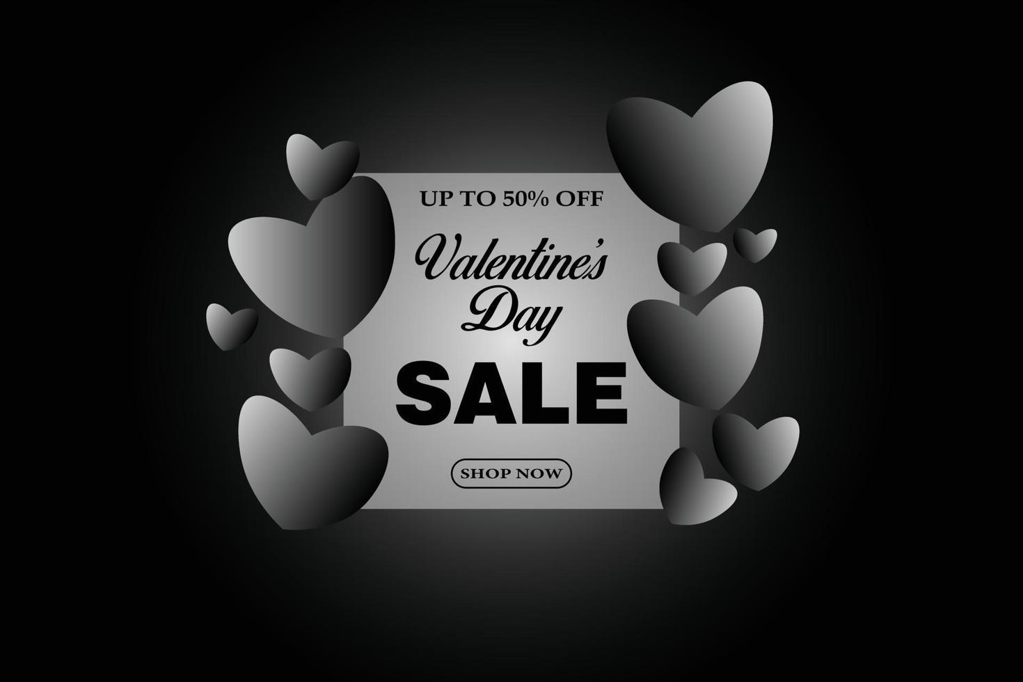 valentijnsdag banner verkoop korting sjabloon promotie zwart en wit gratis vector