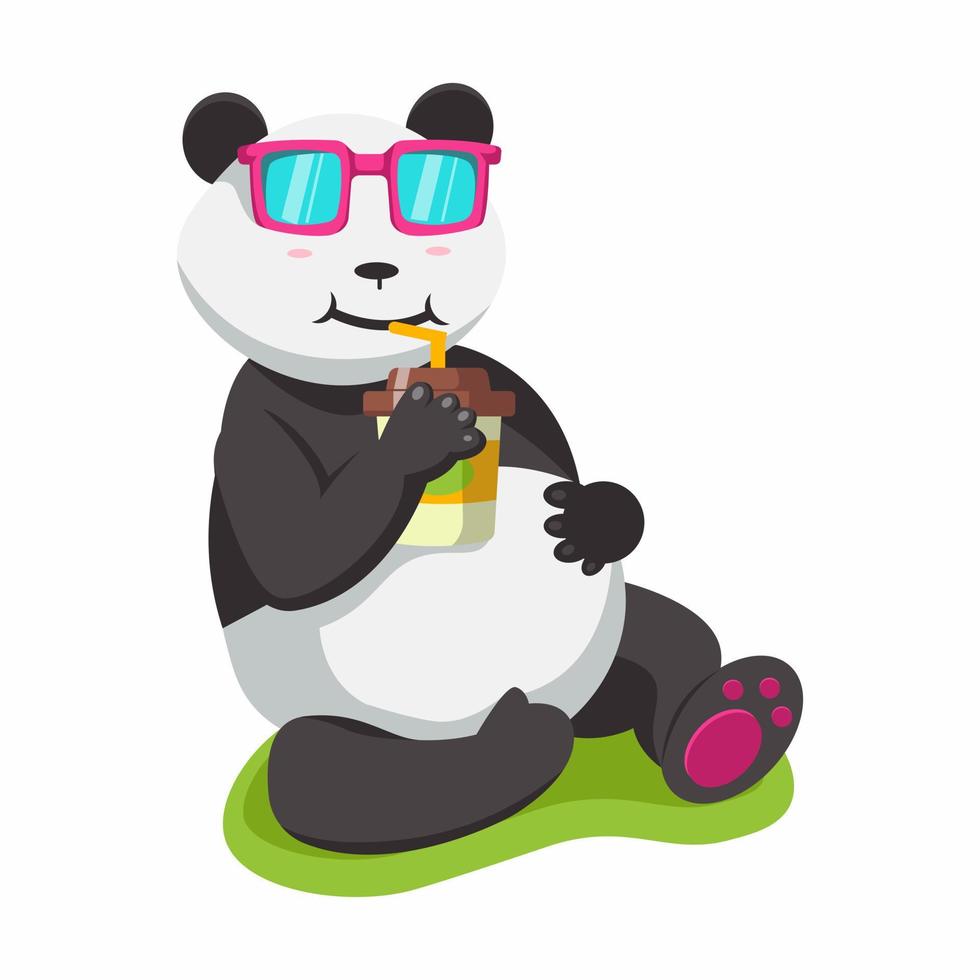 panda drink koffie cartoon ontwerp illustratie vector