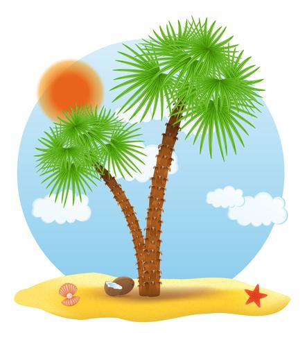 palmboom staat op de zand vectorillustratie vector