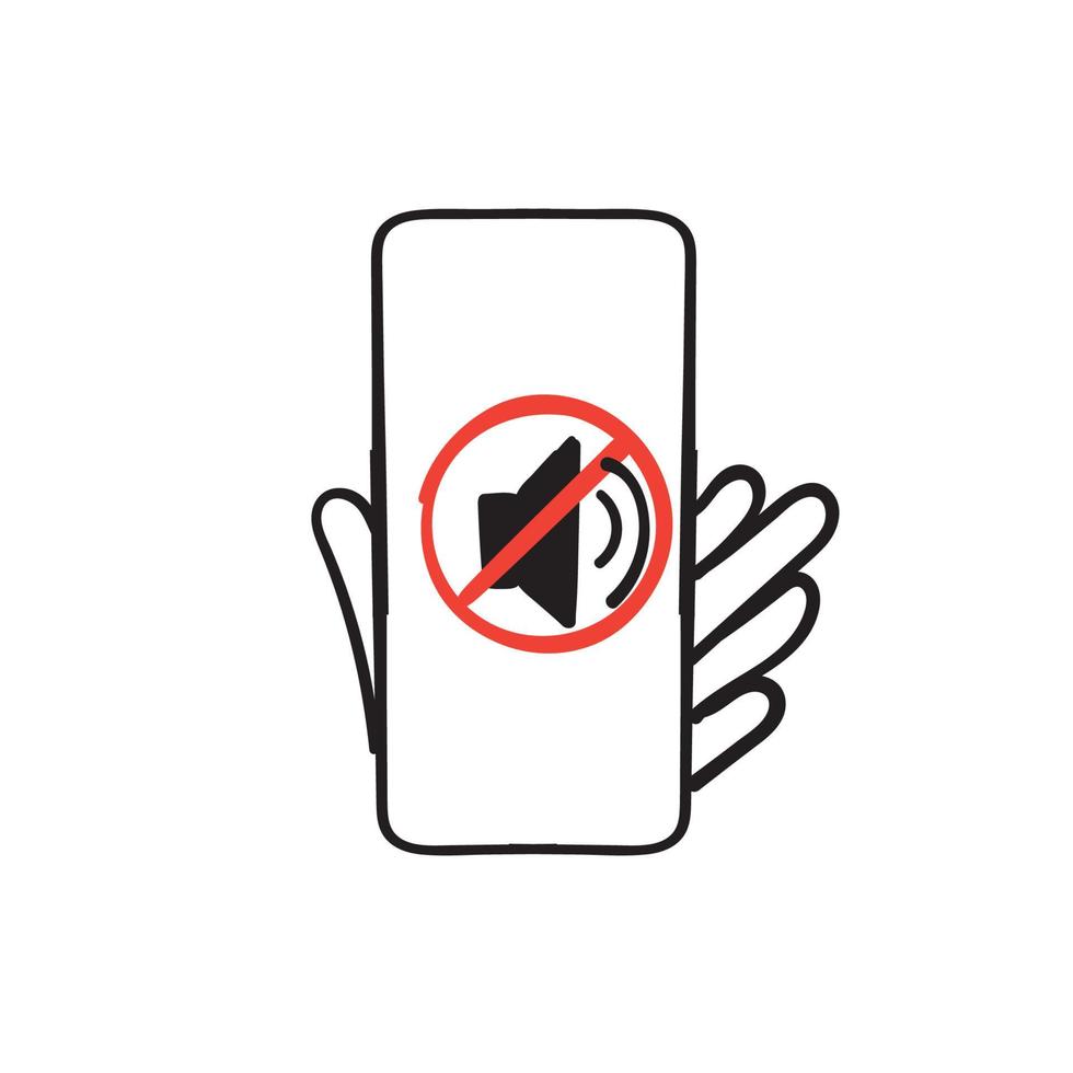 hand getrokken doodle telefoongesprek verbieden geluid oproep illustratie vector