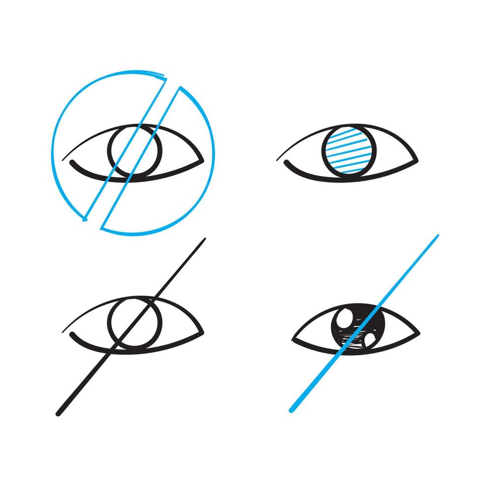 hand getrokken doodle ogen symbool voor gevoelige inhoud illustratie vector geïsoleerd