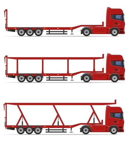 vrachtwagen oplegger voor transport van auto vectorillustratie vector