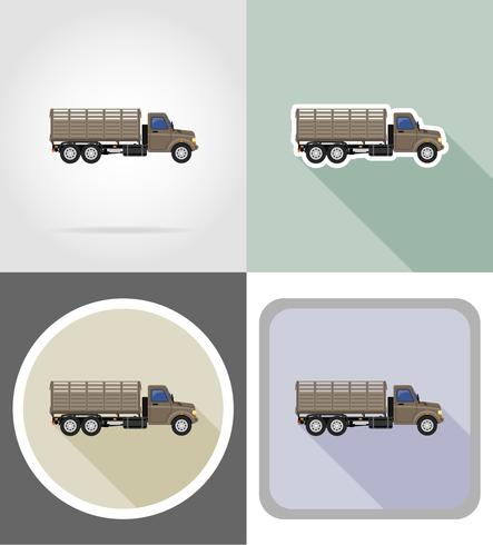 vrachtvrachtwagen voor transport van goederen plat pictogrammen vector illustratie