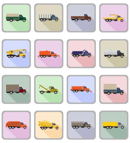 vrachtwagen plat pictogrammen vector illustratie