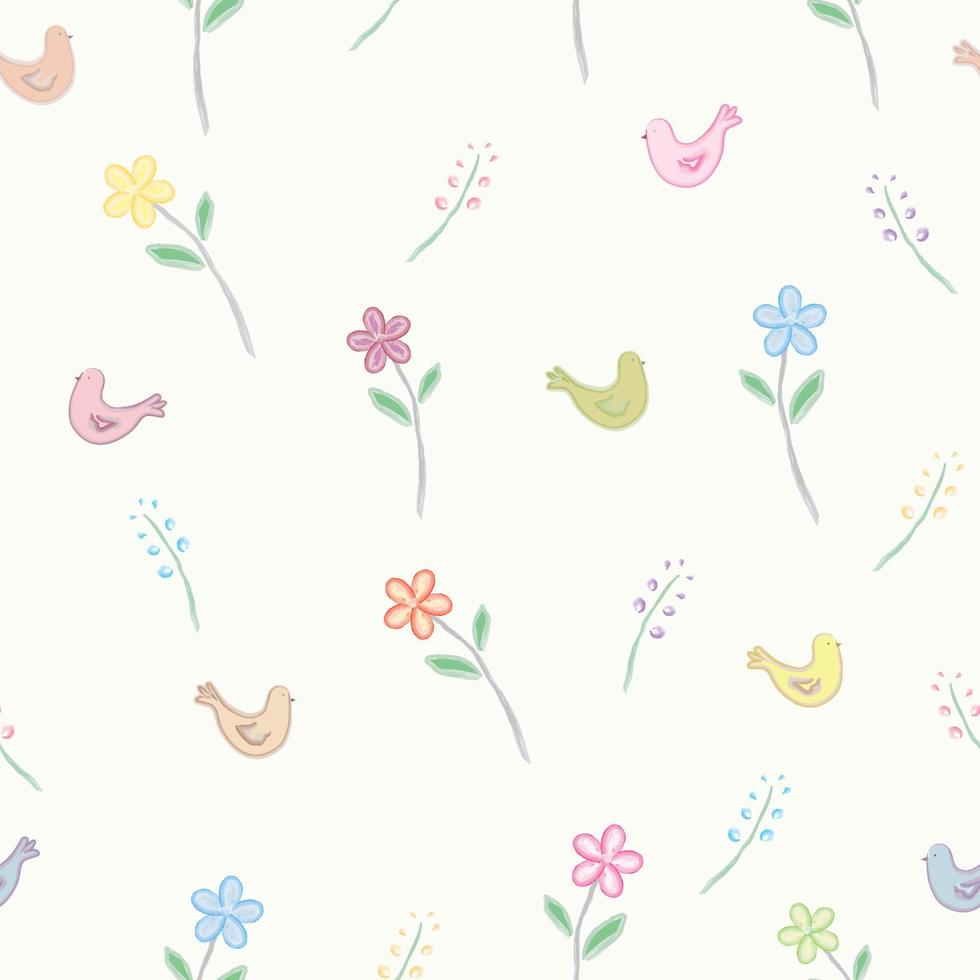 aquarel naadloos patroon met vogels en bloemen. vectorillustratie. vector