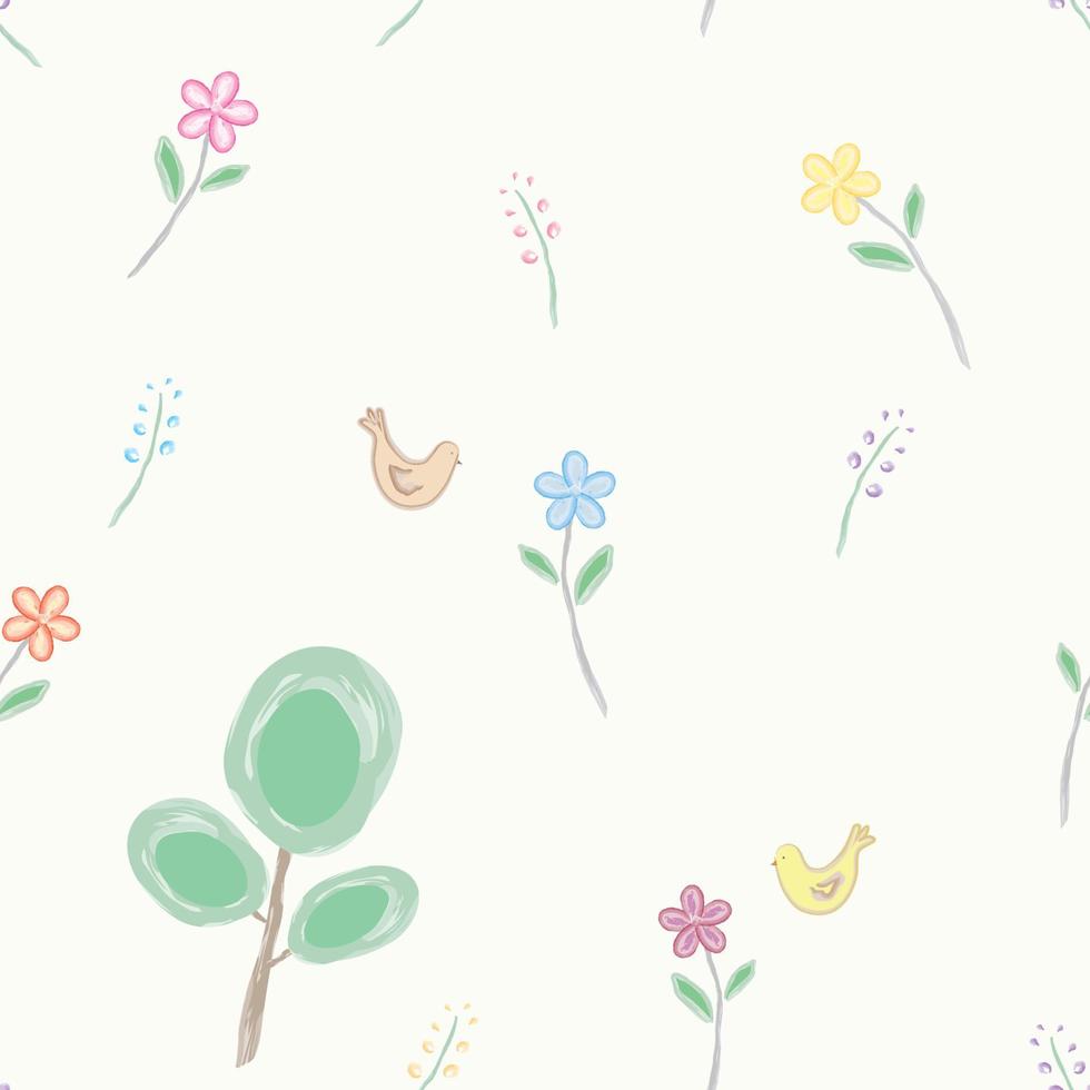 aquarel naadloos patroon met vogels en bloemen. vectorillustratie. vector