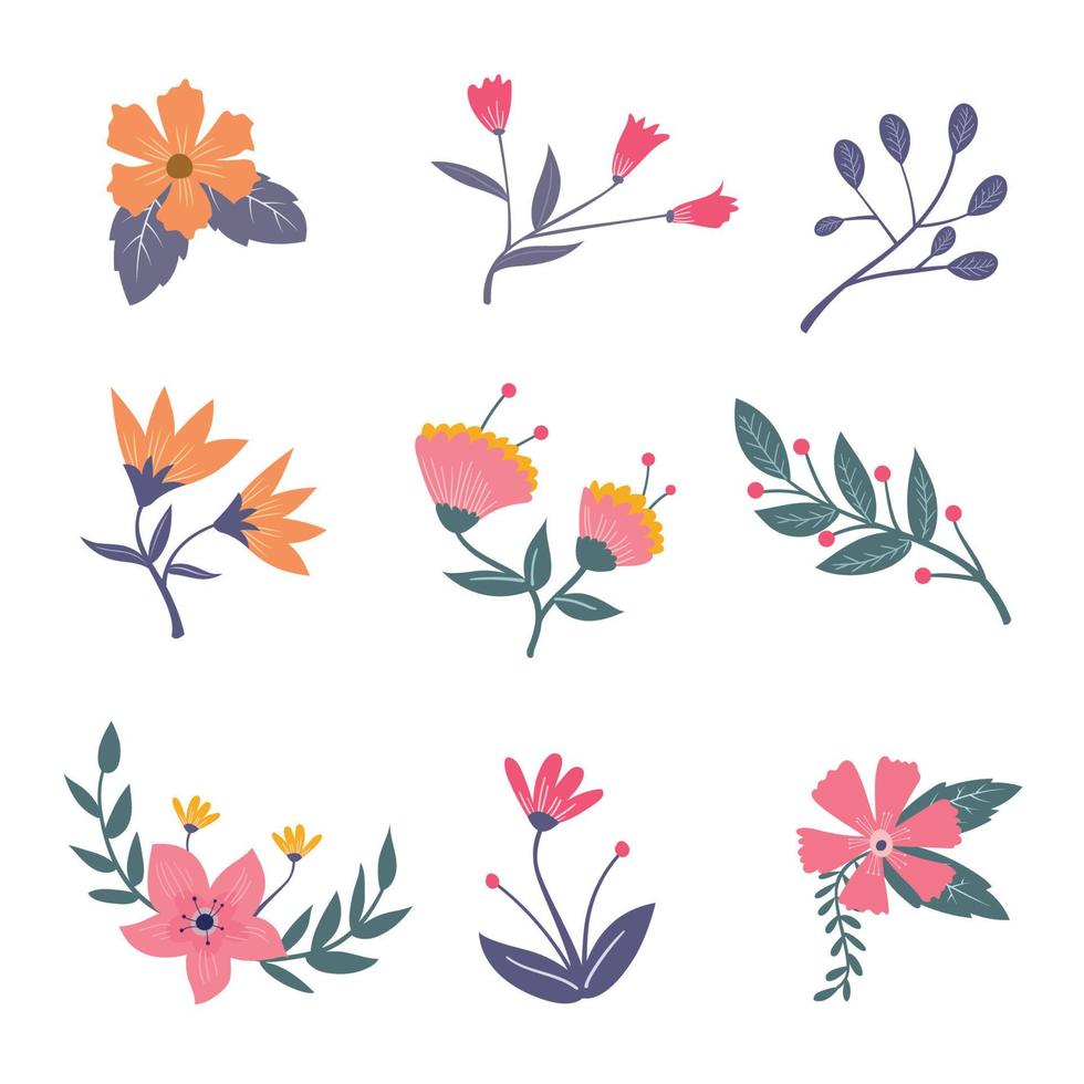 set bloemen veerelement vector