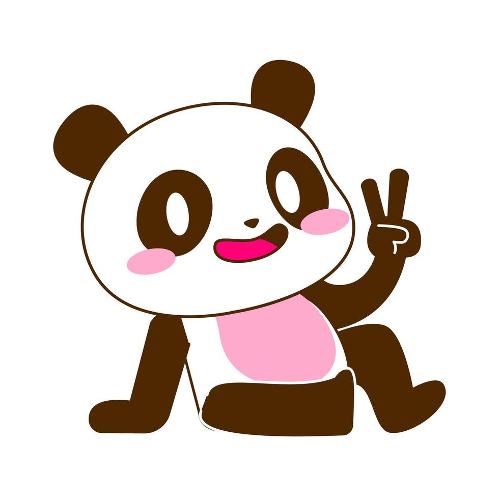 schattige kleine panda vector set illustratie ontspannen pose