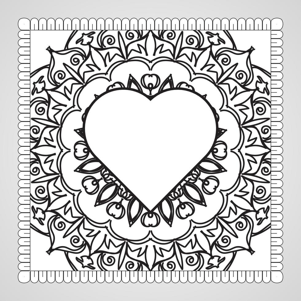 hand getekend hart met mandala. decoratie in etnische oosterse doodle sieraad. vector