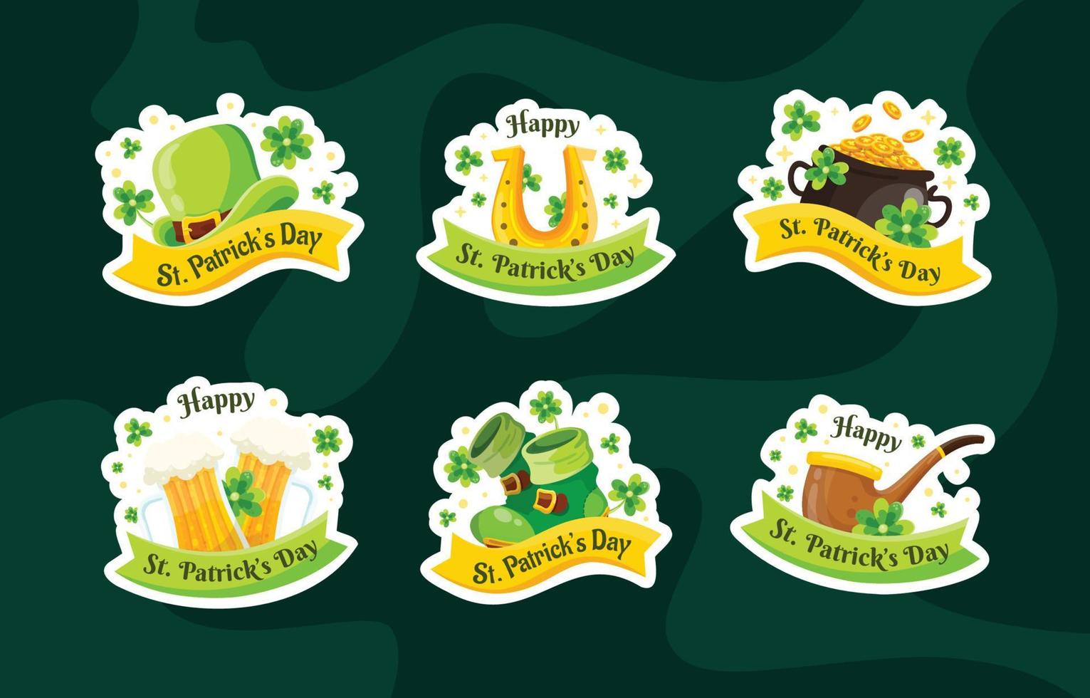 set van schattige sticker van patricks day vector