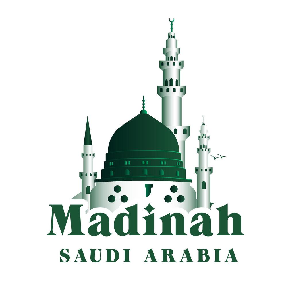 stad madinah saoedi-arabië beroemde gebouwen. bewerkbare vectorillustratie vector