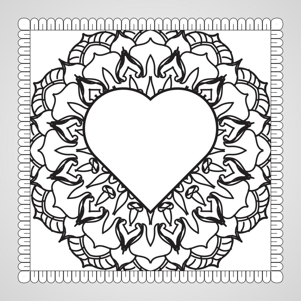 hand getekend hart met mandala. decoratie in etnische oosterse doodle sieraad. vector