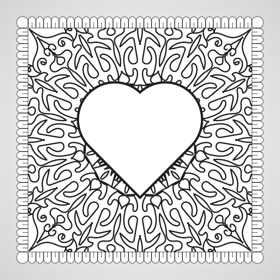 hand getekend hart met mandala. decoratie in etnische oosterse doodle sieraad. vector