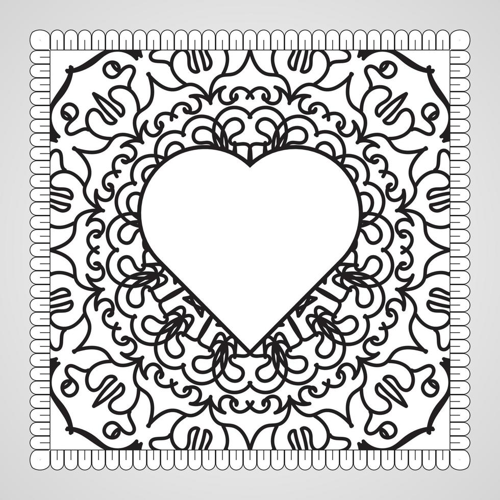 hand getekend hart met mandala. decoratie in etnische oosterse doodle sieraad. vector