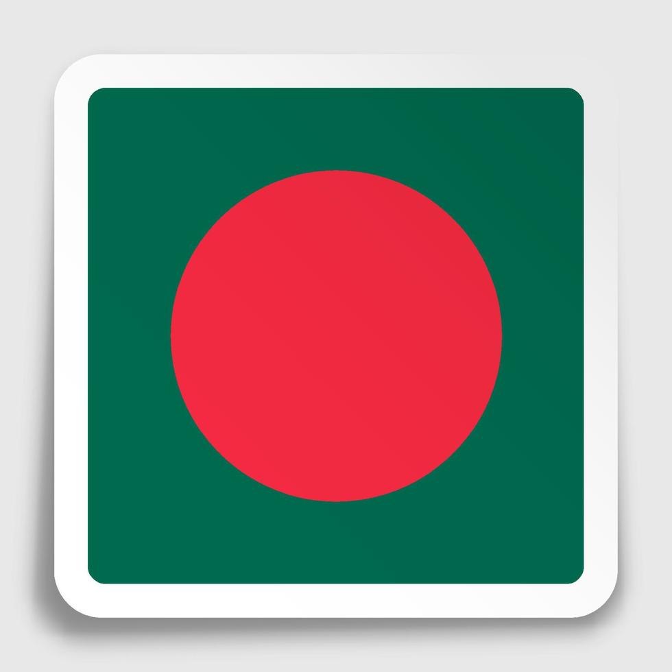 Republiek Bangladesh vlagpictogram op papier vierkante sticker met schaduw. knop voor mobiele applicatie of web. vector