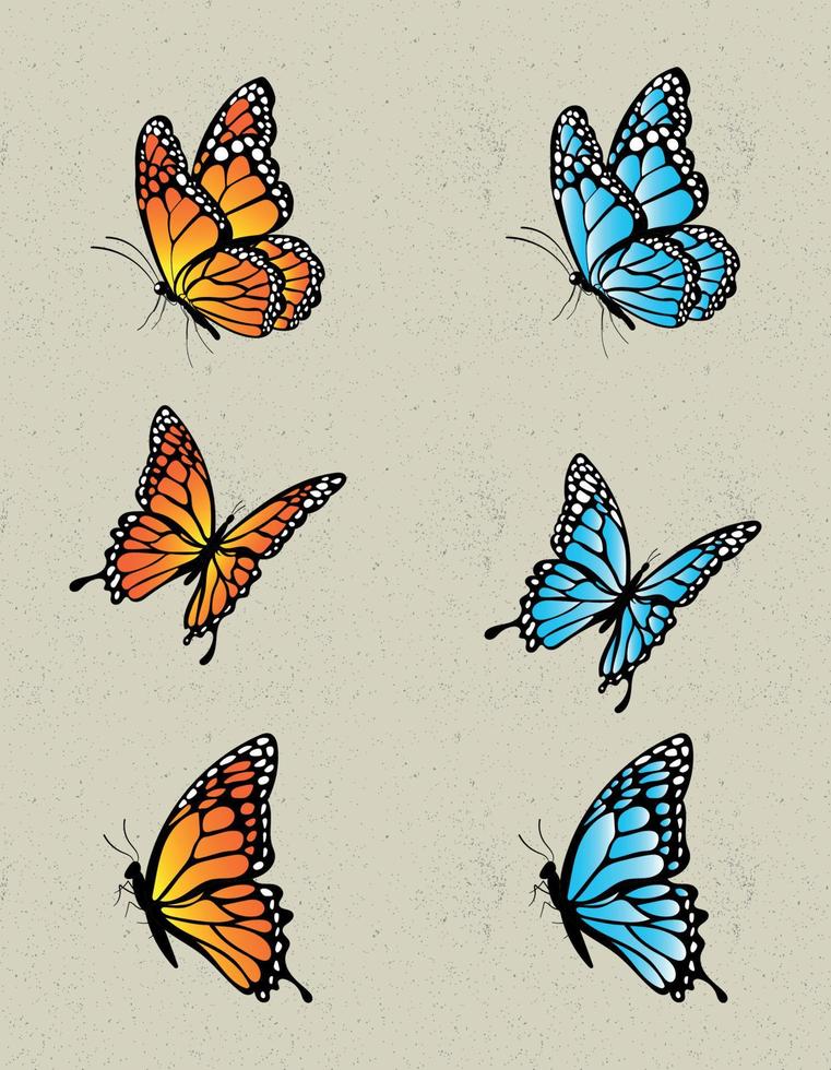 vlinder set voor decoratie vector
