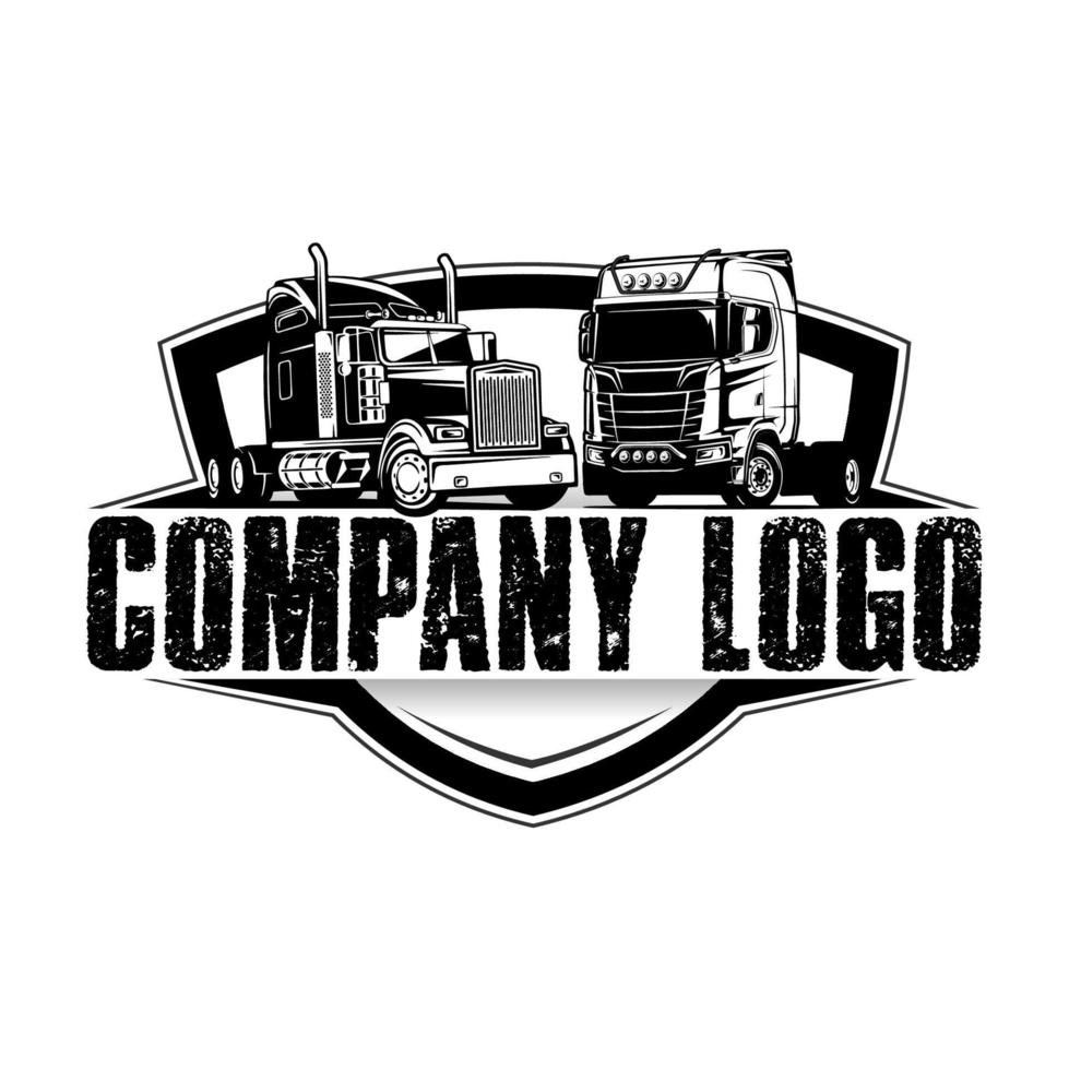 trucking bedrijfslogo, semi vrachtwagen logo, 18 wheeler kant en klare logo sjabloon set vector geïsoleerd