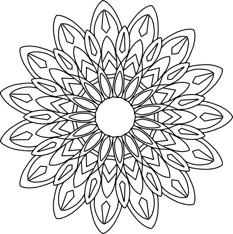 mandala illustratie zwart-wit ontwerp, tatoeage, ornamenten, kleurplaat, mandala kleuren vector