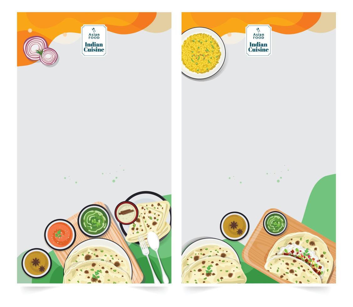 Indiaas eten menu sjabloonontwerp voor Indiase keuken restaurant eten, vectorillustratie vector
