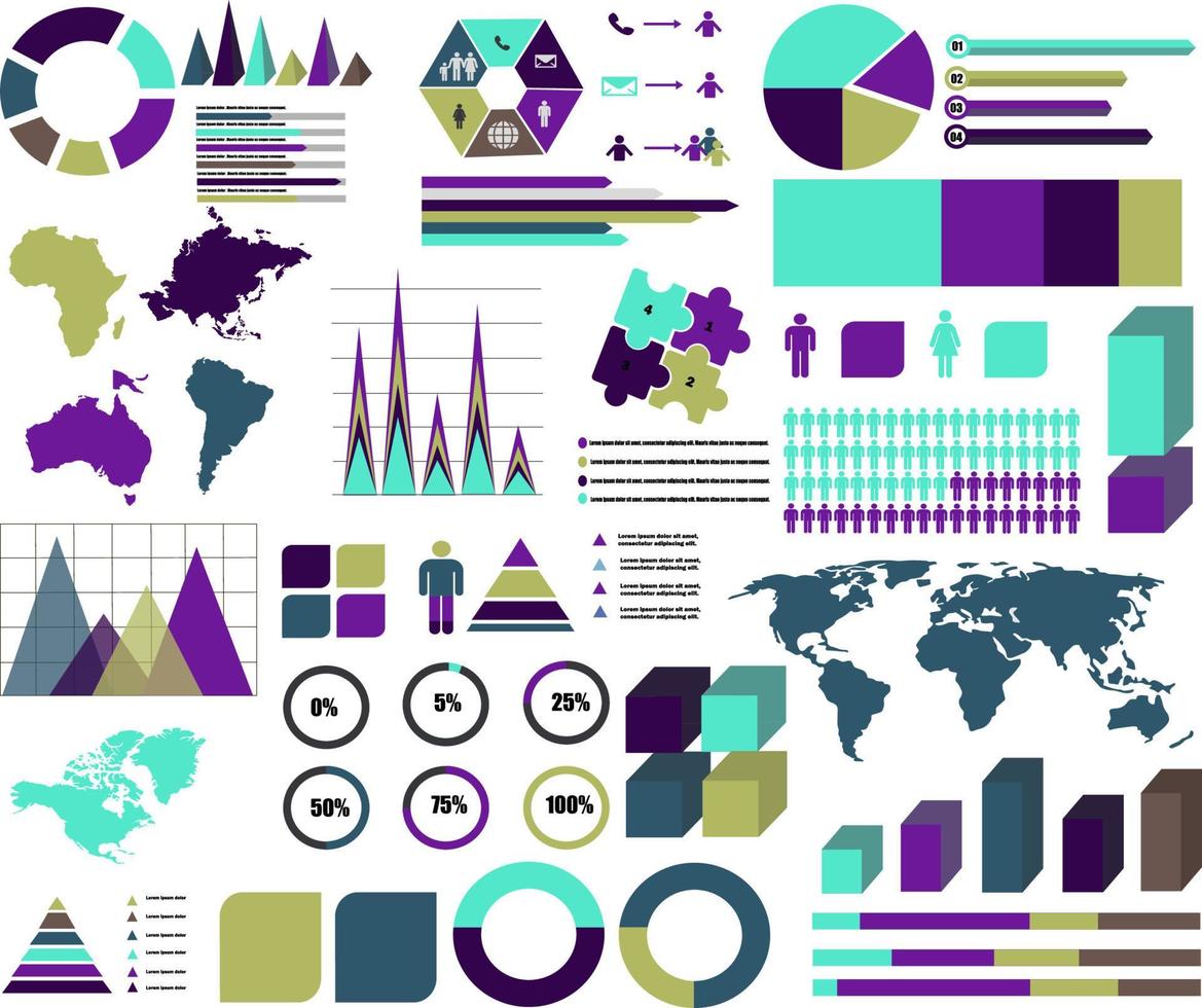 grote infographic, diagramelementen instellen vector