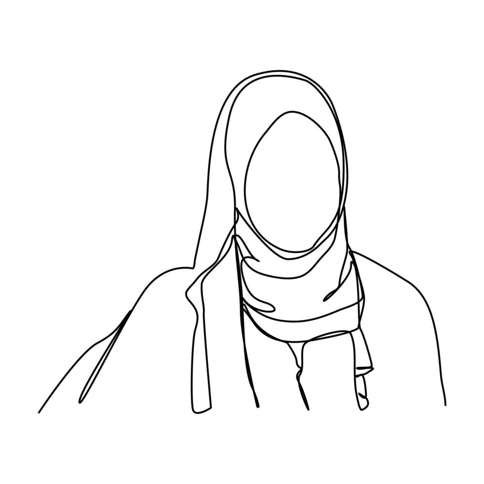 ononderbroken lijn van islamitische vrouw mooi moslimmeisje vector