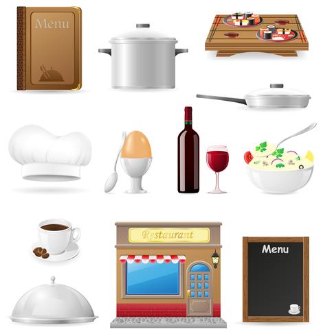 stel keuken iconen voor restaurant koken vectorillustratie vector