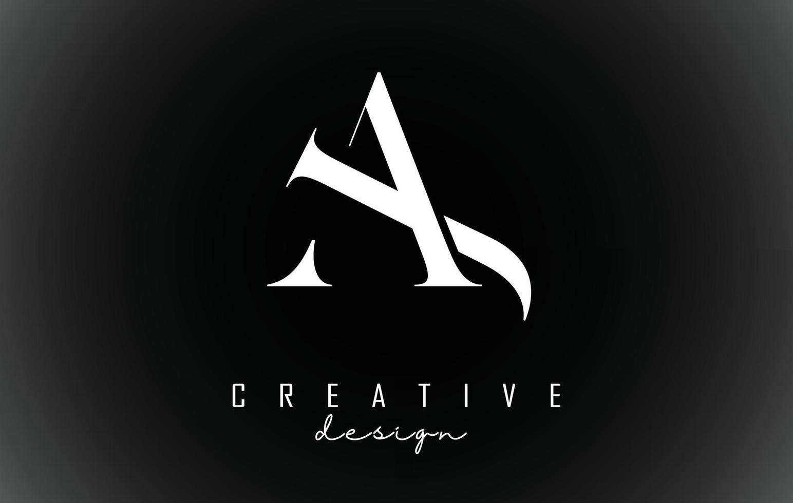 witte aj aj brieven ontwerpen logo concept met serif-lettertype en elegante stijl vectorillustratie. vector