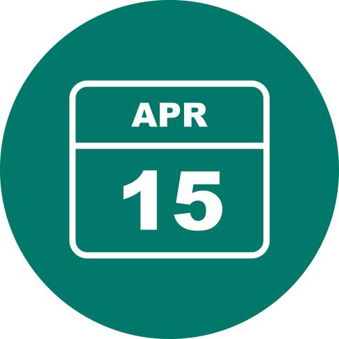 15 april Datum op een eendaagse kalender vector