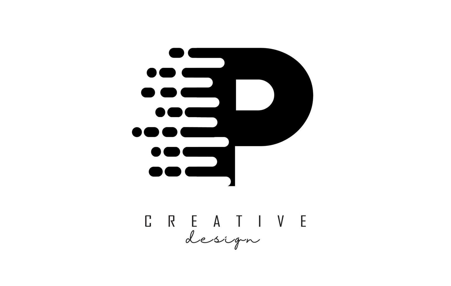 geometrisch en dynamisch letter p-logo-ontwerp met bewegingseffect. vector