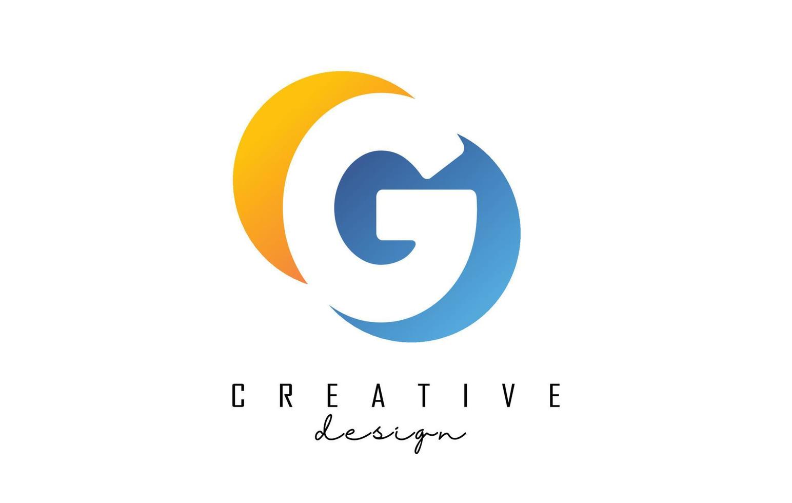 witte g brief logo ontwerpconcept met colorblock cirkels vectorillustratie. vector