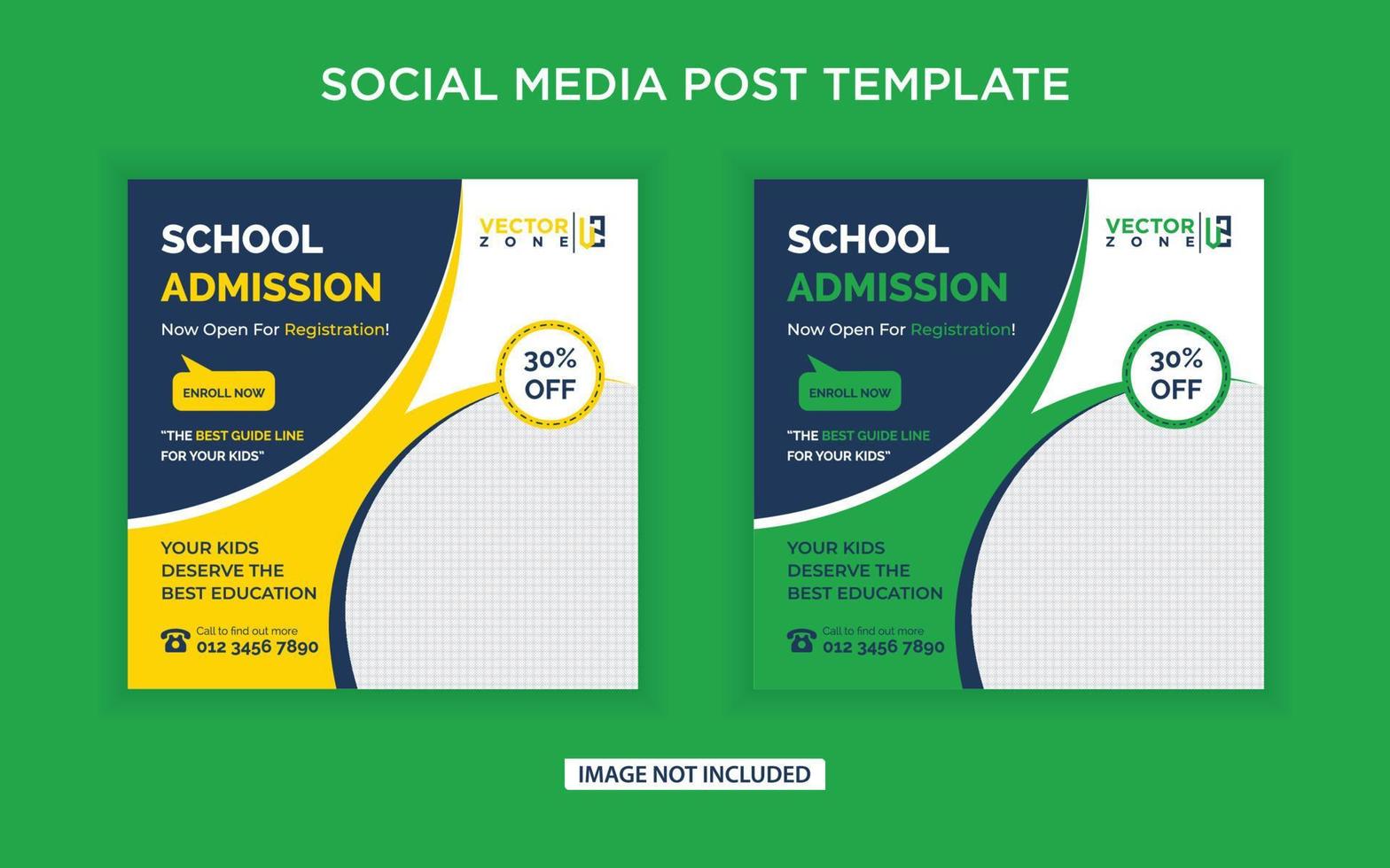 school toelating sociale media post vector