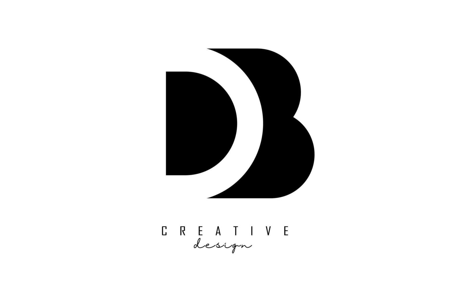 brieven db-logo met zwart-wit negatief ruimteontwerp. letters d en b met geometrische typografie. vector