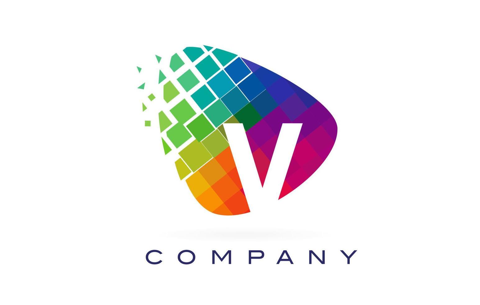 letter v kleurrijke regenboog logo ontwerp. vector