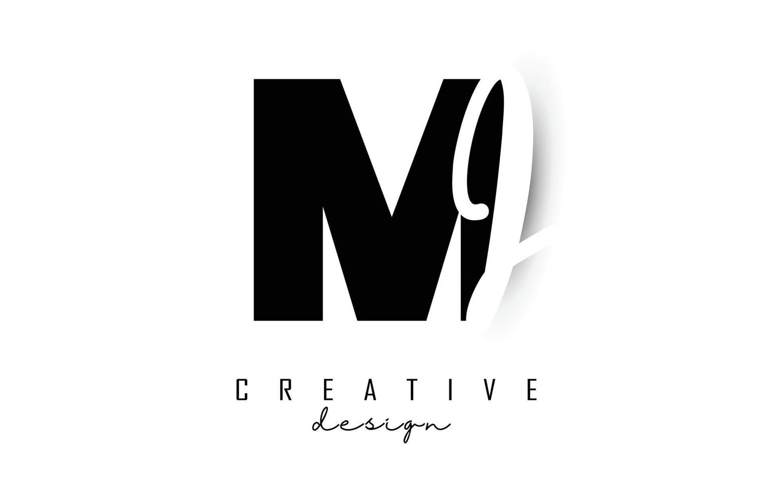 letters mi-logo met een minimalistisch ontwerp. letters m en i met geometrische en handgeschreven typografie. vector