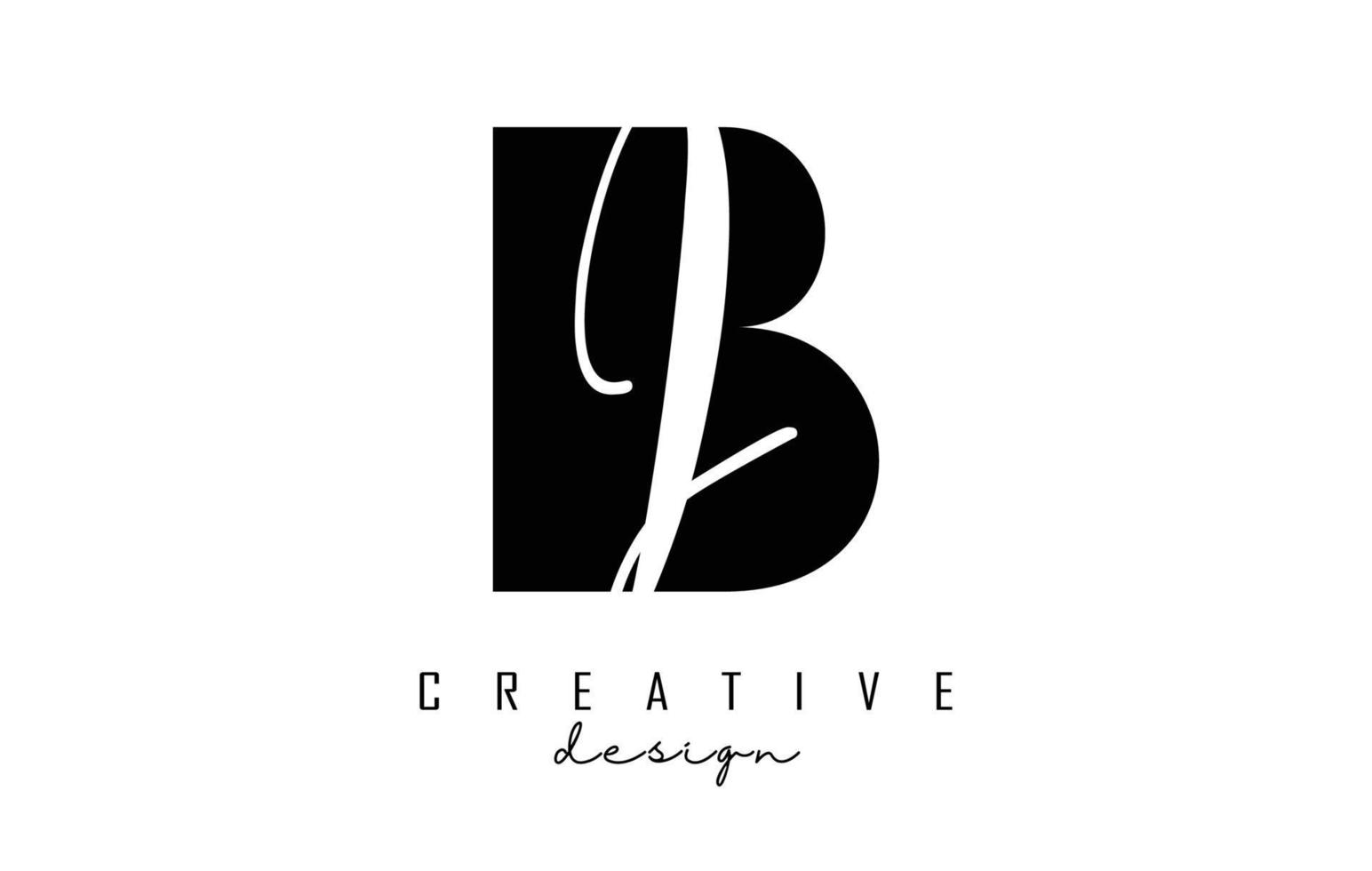 letters bi-logo met een minimalistisch ontwerp. letters b en i met geometrische en handgeschreven typografie. vector