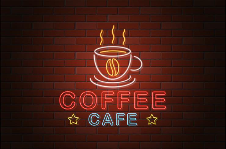 gloeiende neon uithangbord koffie café vectorillustratie vector